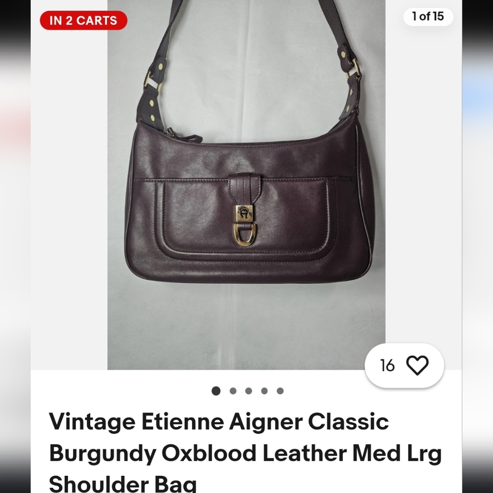 Etienne Aigner Burgundy Leather Shoulder Bag